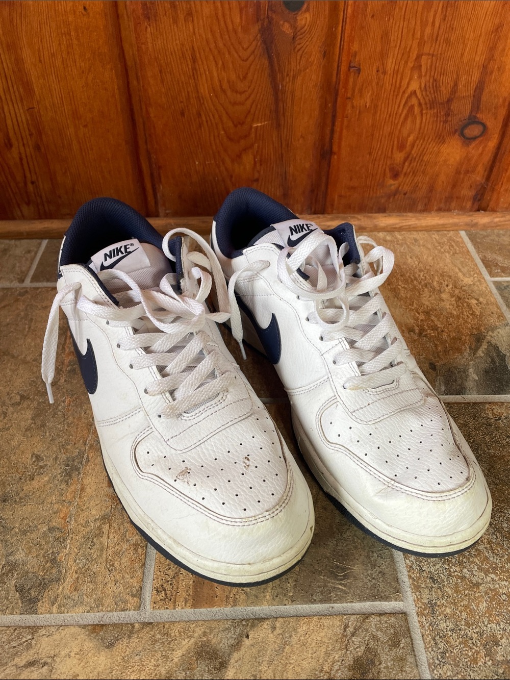 Nike Men’s White & Navy Low-Top Sneakers